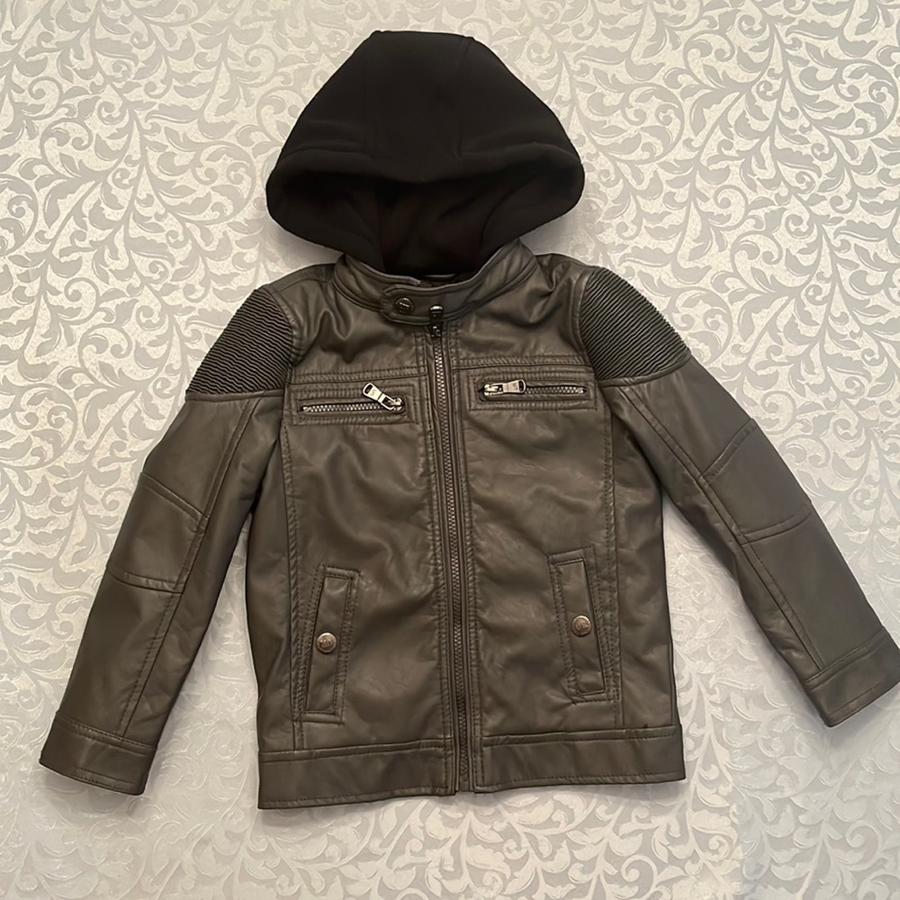 Urban Republic Boys Faux Leather Jacket Size 5/6 Gray